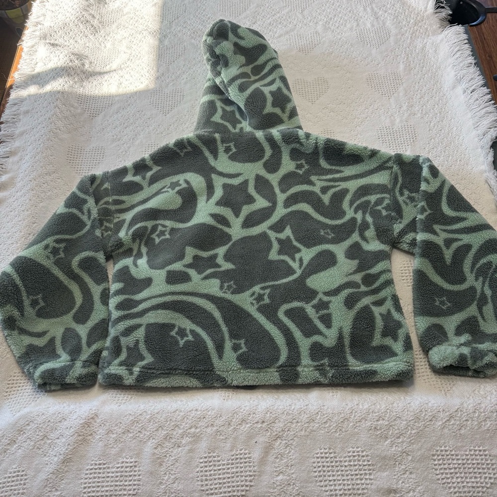 aLab Green Warpy Star Fleece Cropped Hoodie (M) - Picture 5 of 7
